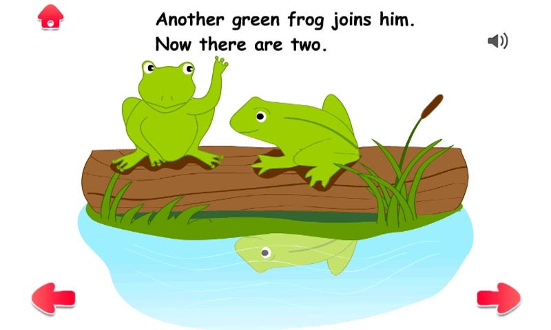 Five green frogs